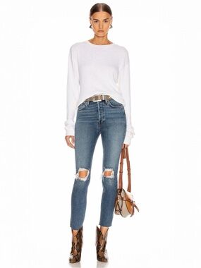 RE/DONE • 90s High Rise Ankle Crop in Dusk Destroy